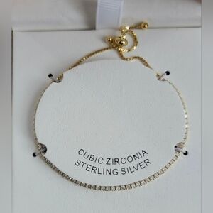 Rachel Zoe Sterling Silver Cubic Zirconia Adjustable Bracelet